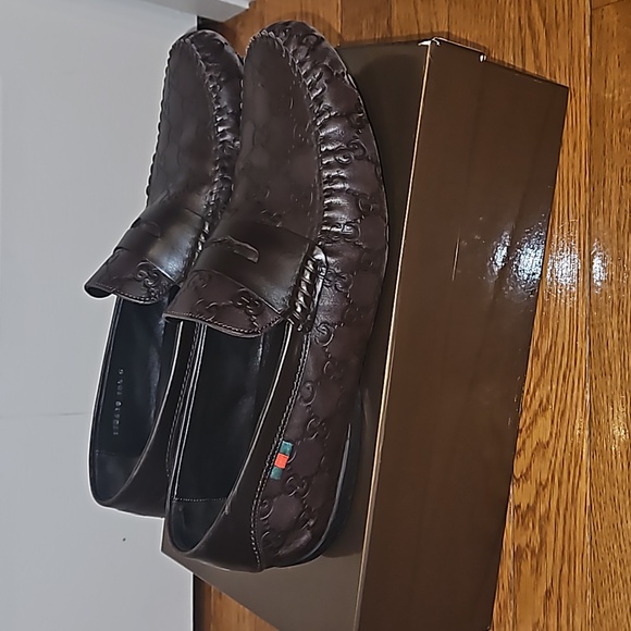 MEN'S Gucci Guccisima Brown Loafers GUCCI 10.5 - Picture 1 of 8